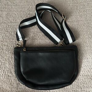 Anthropologie Black Crossbody Bag with Monochrome Strap